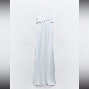 Ruffled Satin Effect Midi Dress | Zara NWT